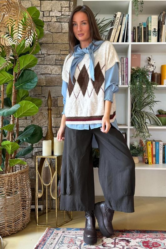 Zeta Otto Argyle Tank Oatmeal